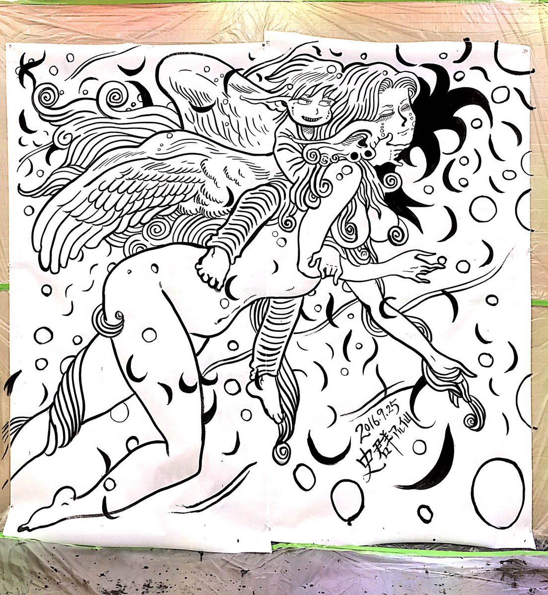 BIG今日の絵
「女神と王子2」
1820㎜×1820㎜
制作時間:1時間強 