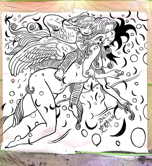 BIG今日の絵
「女神と王子2」
1820㎜×1820㎜
制作時間:1時間強 
