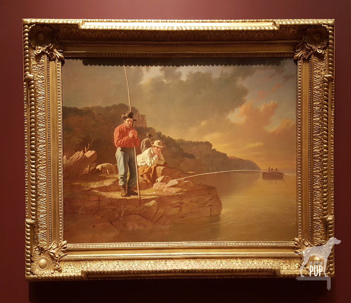 IntrepidPup's tweet photo. For #NHFDay16, this wk's #ArtfulPup is from G. C. Bingham's 1851 ptg, "Fishing on the Mississippi" @nelson_atkins https://t.co/JGOoBvOGIu