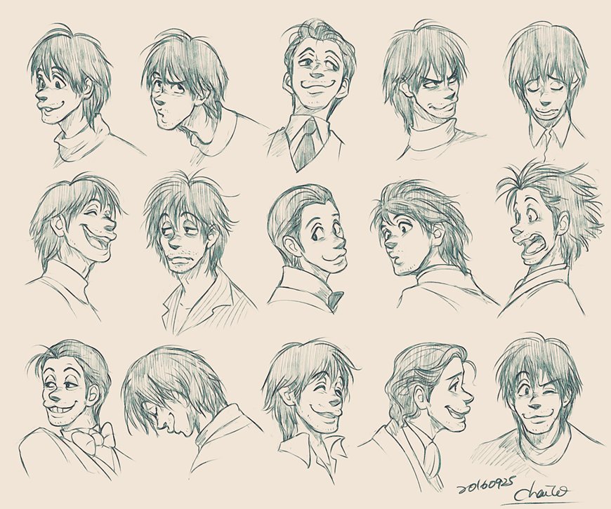 ちゃいこ Chaico 擬人化グーフィー 久しぶりに表情集 キャラの表情を描くときは画像とか見ずにこんな顔するよなーって記憶を頼りに描いてます 一番左下がお気に入りです T Co C16xyz1nch Twitter