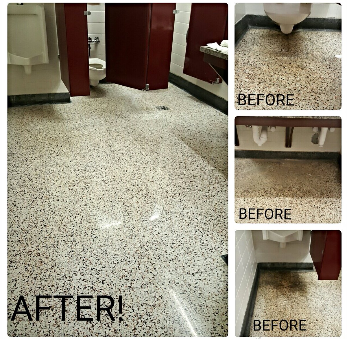 Think_Crete's tweet image. This Terrazzo was in BAD shape! Original 1959. Think your old stone floors can't look good again.?.Think AGAIN!