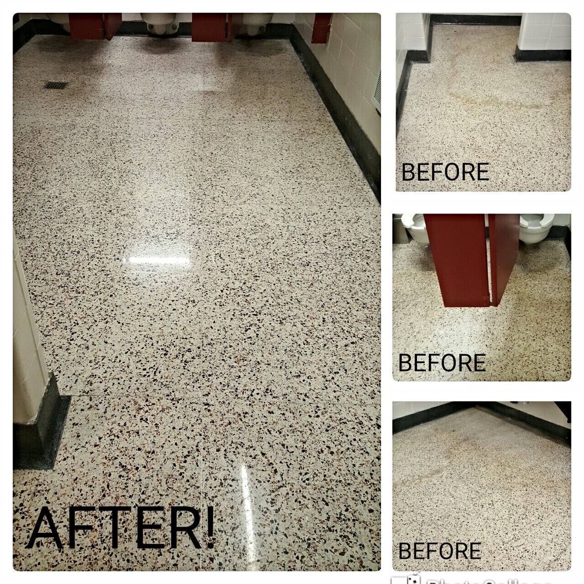 Think_Crete's tweet image. This Terrazzo was in BAD shape! Original 1959. Think your old stone floors can't look good again.?.Think AGAIN!
