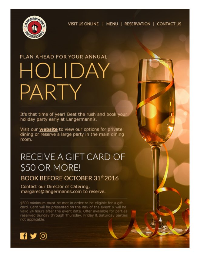 Book your holiday party early! bit.ly/2daTrug