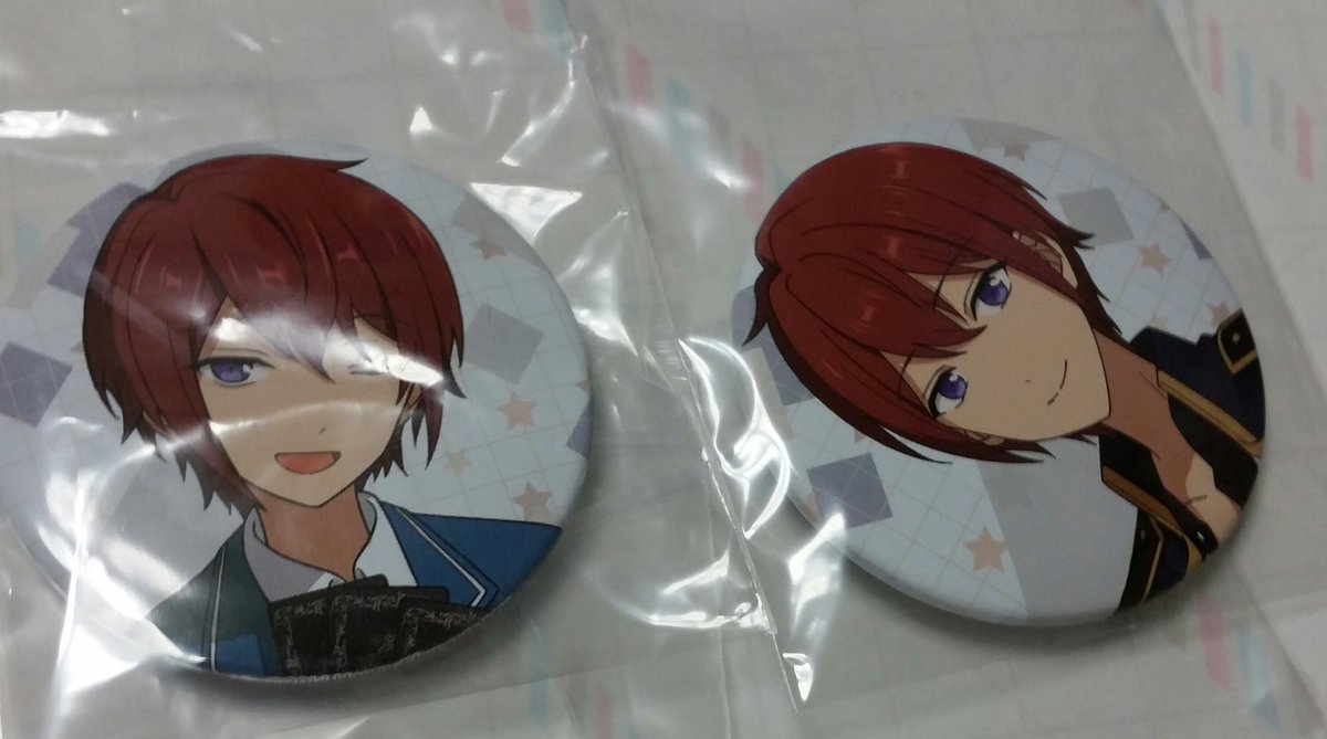 tomoe2nd's tweet photo. 【交換】あんフェス　缶バッジ　くじ　あんスタ　C賞

��:朱桜司
求:天祥院英智

2つセットの交換のみ

池袋手渡し優先 https://t.co/NmohhZQYAY