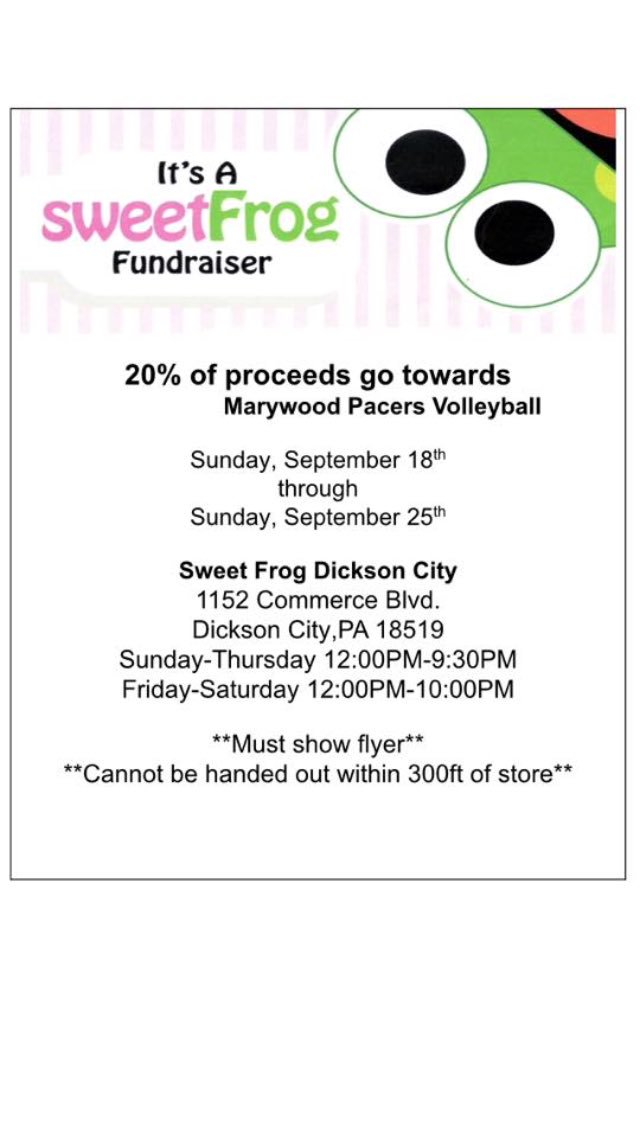 Today is the last day of our Sweet Frog fundraiser. Come out and support MUVB and enjoy this beautiful weather with froyo! 🍦