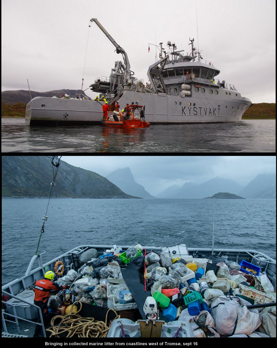 Again, a heartfelt thank you to <a href="/kystvakten/">Kystvakten</a> for bringing in collected #marinelitter from the coastline outside #Tromsø #trashfreeseas