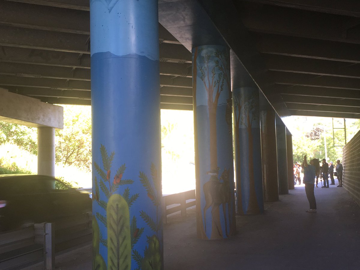 @TO_Transport #streetart unveiling. Great art work by <a href="/mosley_drew/">Drew Mosley</a> perfectly set on Pottery Rd. near @TodmordenMills <a href="/mfragedakis/">Mary Fragedakis</a> Thx All