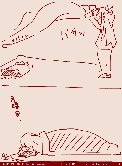 寝る前rkgk、時間かかっちゃった上にうまく描けなかったよ… おやすみ… #tegaki_dt 