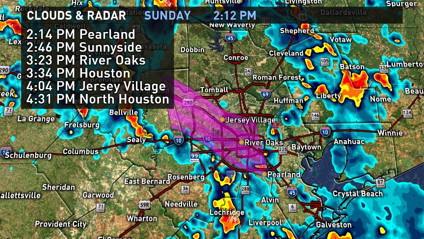 Heavy rain approaching Houston once again! Pearland, Sunnyside, River Oaks and Jersey Village, look out!