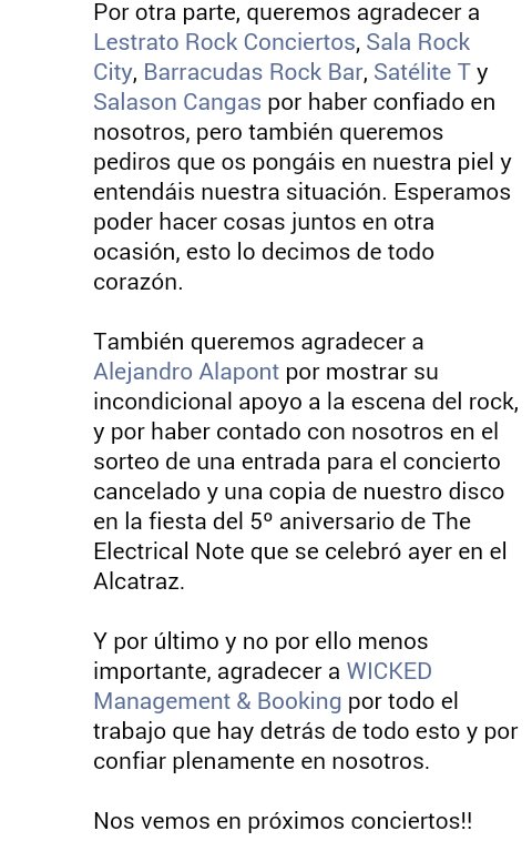 RockBfans's tweet photo. Comunicado de Rockbender en la página oficial de Facebook. https://t.co/mGjUysNssD
