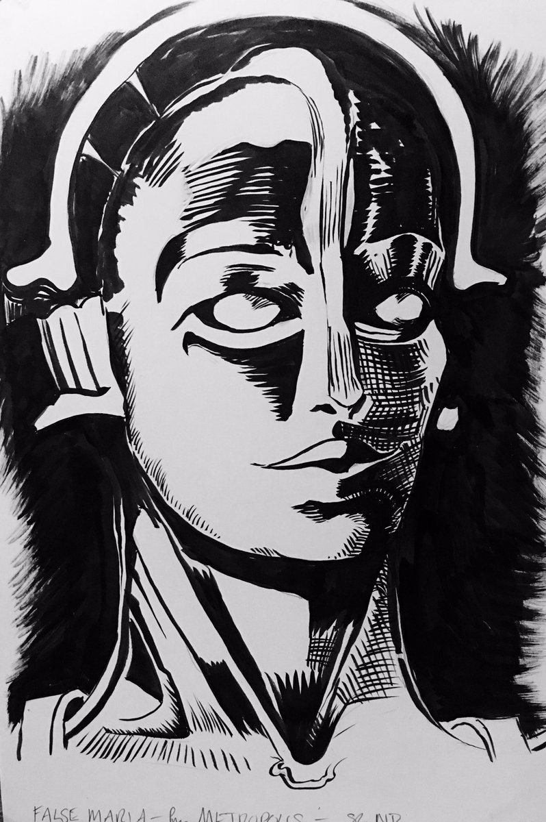 NavajoBirdsong's tweet photo. #Maria (#FalseMaria) from the wonderful #Metropolis (1927) stands the test of time in so many ways so had to do a close up #drawing of her! https://t.co/45ovcNBZbY
