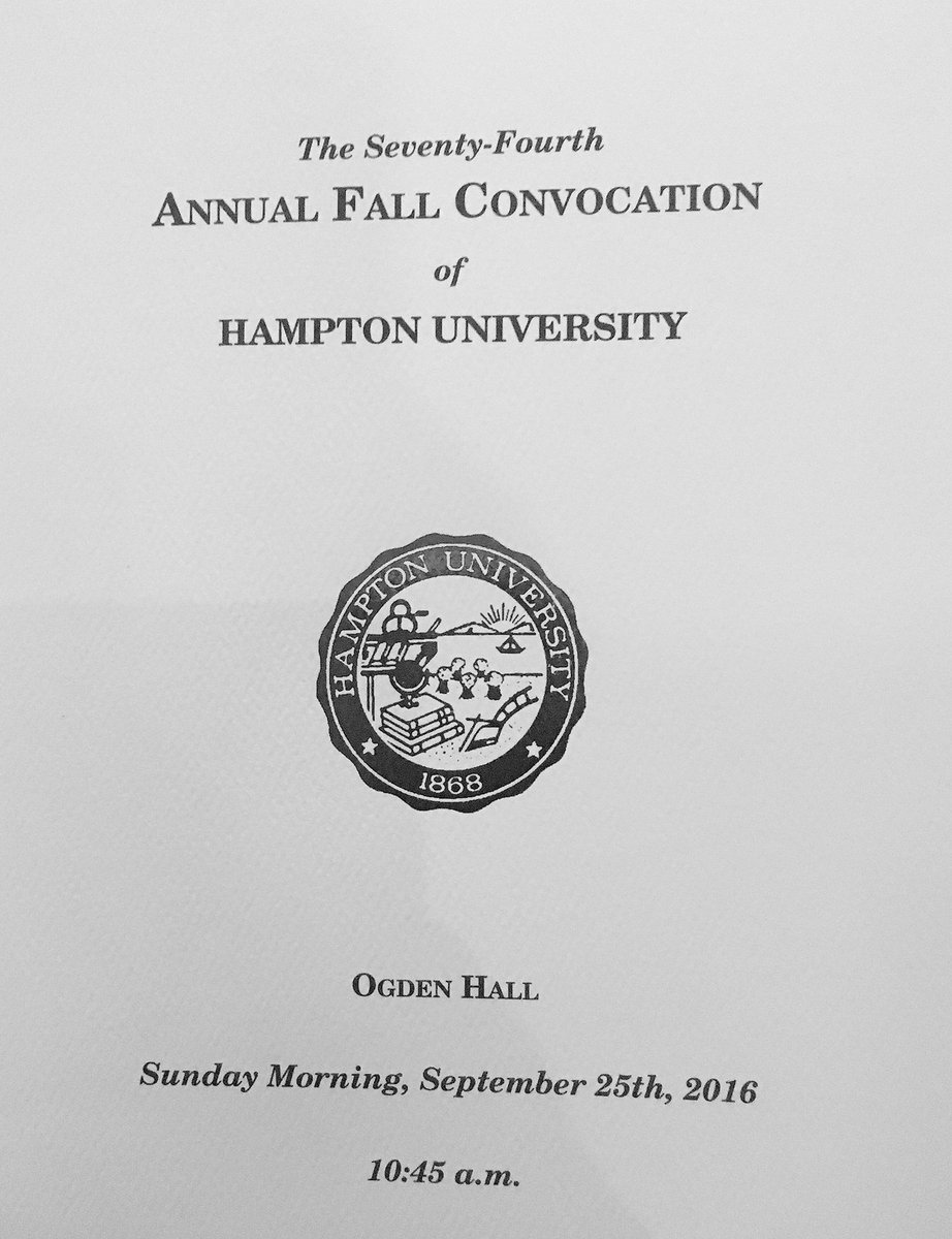 Enjoyed attending <a href="/_HamptonU/">Hampton University</a>'s Fall Convocation with Virginia Secretary of Education Dietra Trent @VASecofEdu <a href="/DonnieTuck/">Donnie Tuck</a>