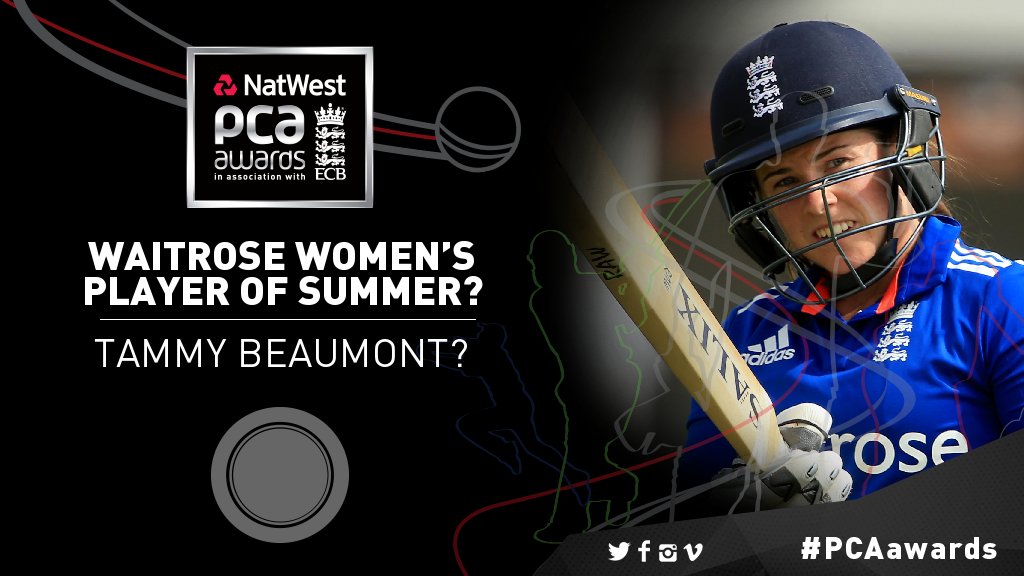 PCA's tweet image. RT if you think opening batsman @Tammy_Beaumont should be crowned the @waitrose Women's Player of the Summer 🏆
