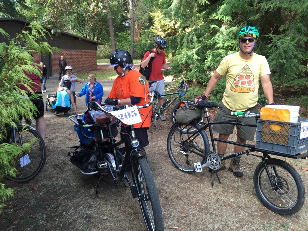 Over the hurdle: riders on top of the 3-foot lift in Lincoln Park, during today's 2016 Seattle DRT