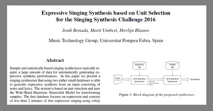 martiumbert's tweet image. Great news! Awarded at the #interspeech Singing Synthesis Challenge!! #is2016
📄 mtg.upf.edu/node/3579
🔊 bit.ly/2crwyjT