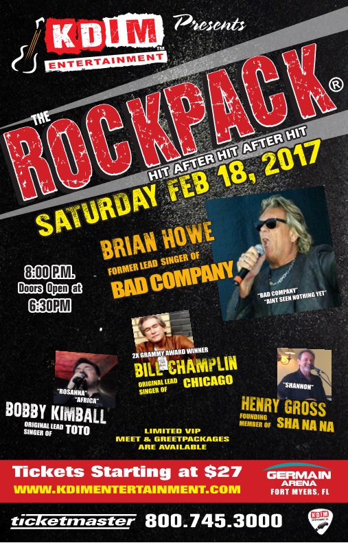 ClassRockSeries's tweet photo. The RockPack is back! Germain Arena Feb 18, 2017 - Brian Howe of Bad Company, Bill Champlin of Chicago, Bobby Kimball of Toto, and others! https://t.co/9RKsYkBy38