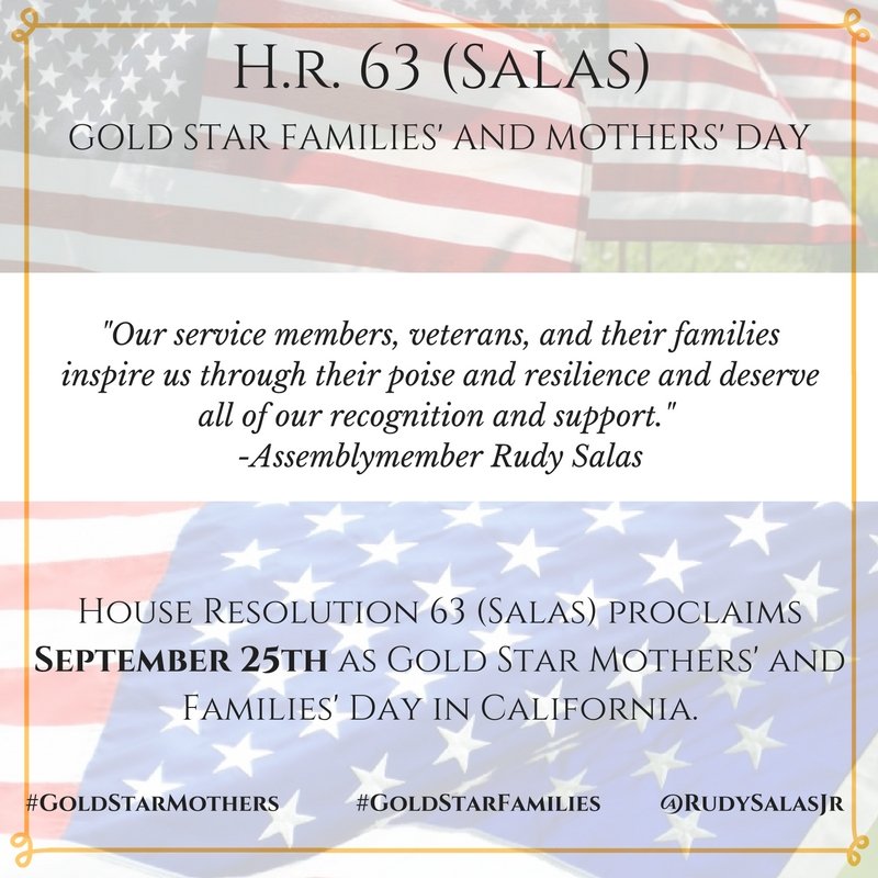 rudysalasjr's tweet photo. Today we recognize all servicemembers, veterans, and their families. Blue &amp; Gold Star families deserve our unwavering support #HR63 https://t.co/1ZuINH9WfZ