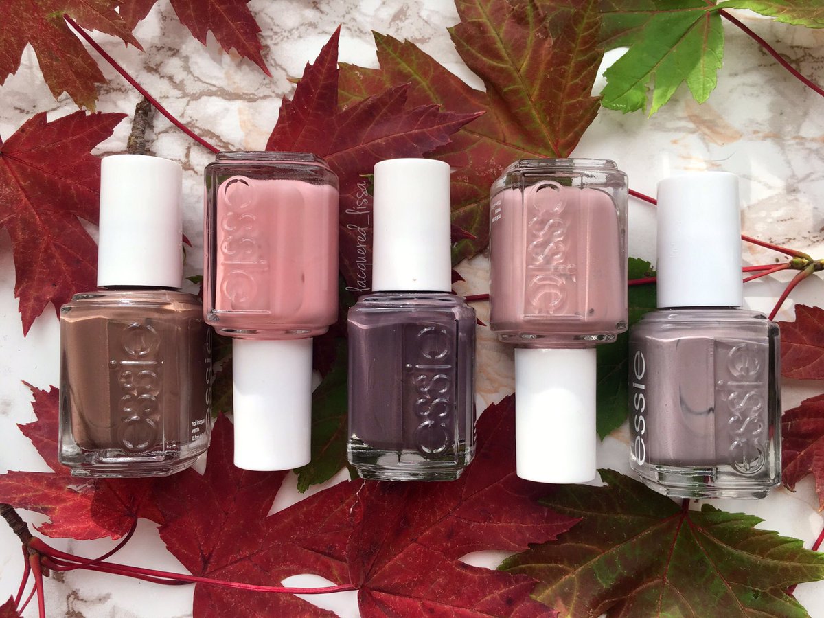 lacquered_lissa's tweet photo. My favorite @essie fall neutrals! Mink Muffs, Not Just A Pretty Face, Smokin' Hot, Lady Like, Chinchilly. https://t.co/lKj29XUoDp
