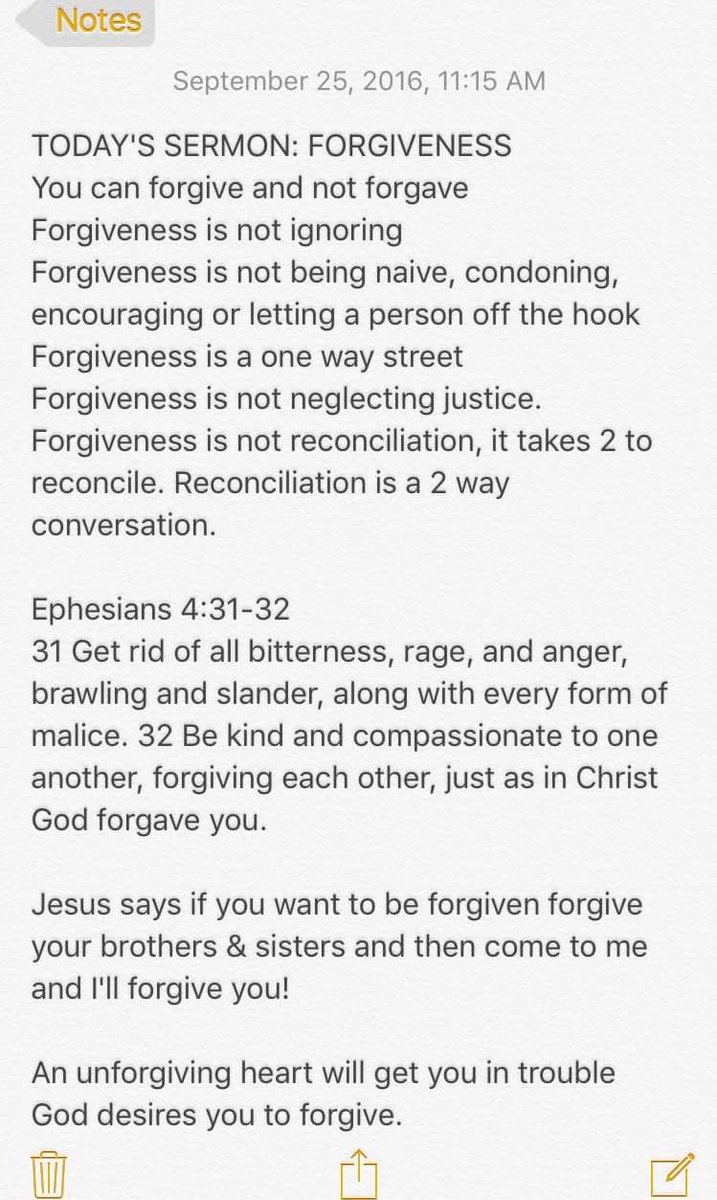 Some things I noted from today's sermon. #ForgivenessIsKey #HaveABlessedWeek