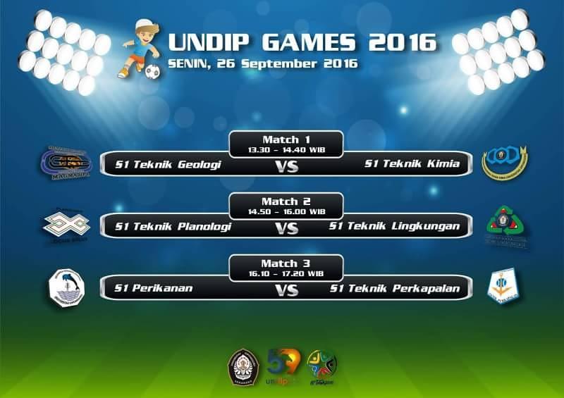 Berikut adlh jadwal Cabang Olahraga Sepakbola yang akan dipertandingkan hari ini di Stadion Universitas Diponegoro.
