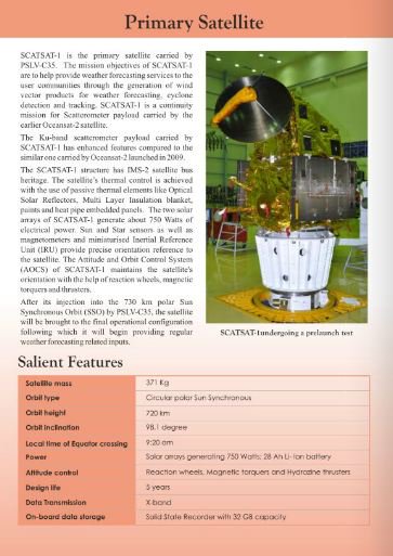 MIB_India's tweet image. #SCATSAT1 will be the primary satellite of #PSLV35 launch