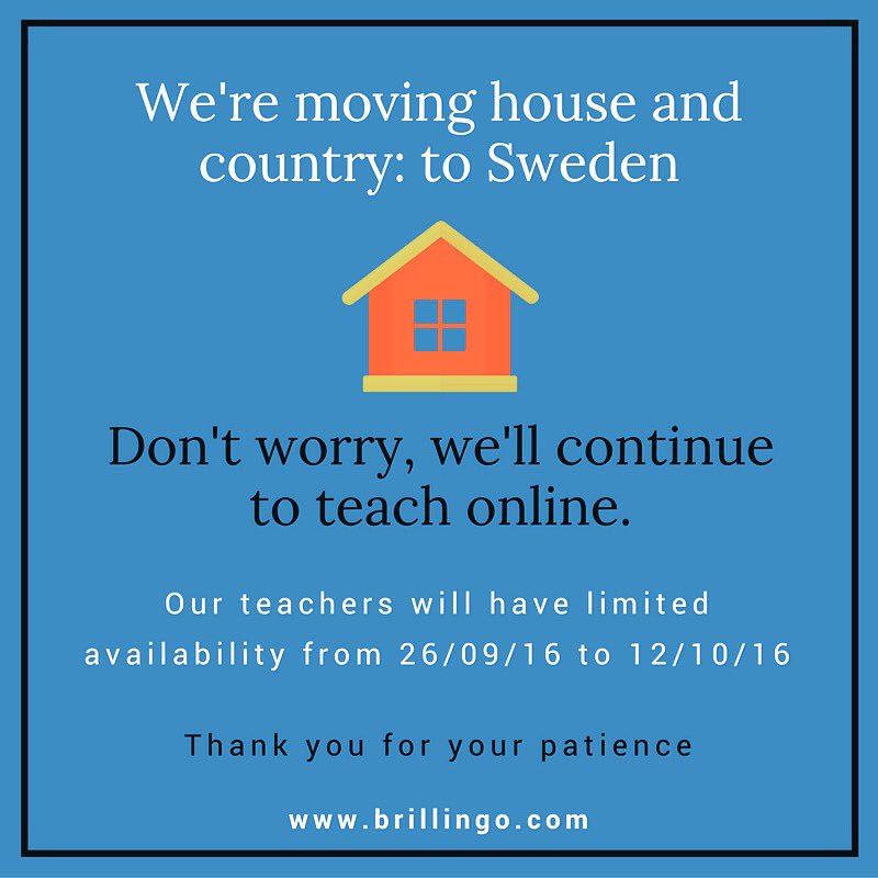 brillingo's tweet photo. We're moving! #movingcountry #dontpanic #everythingsundercontrol #learnenglish #learnenglishonline https://t.co/EpaECCALmm
