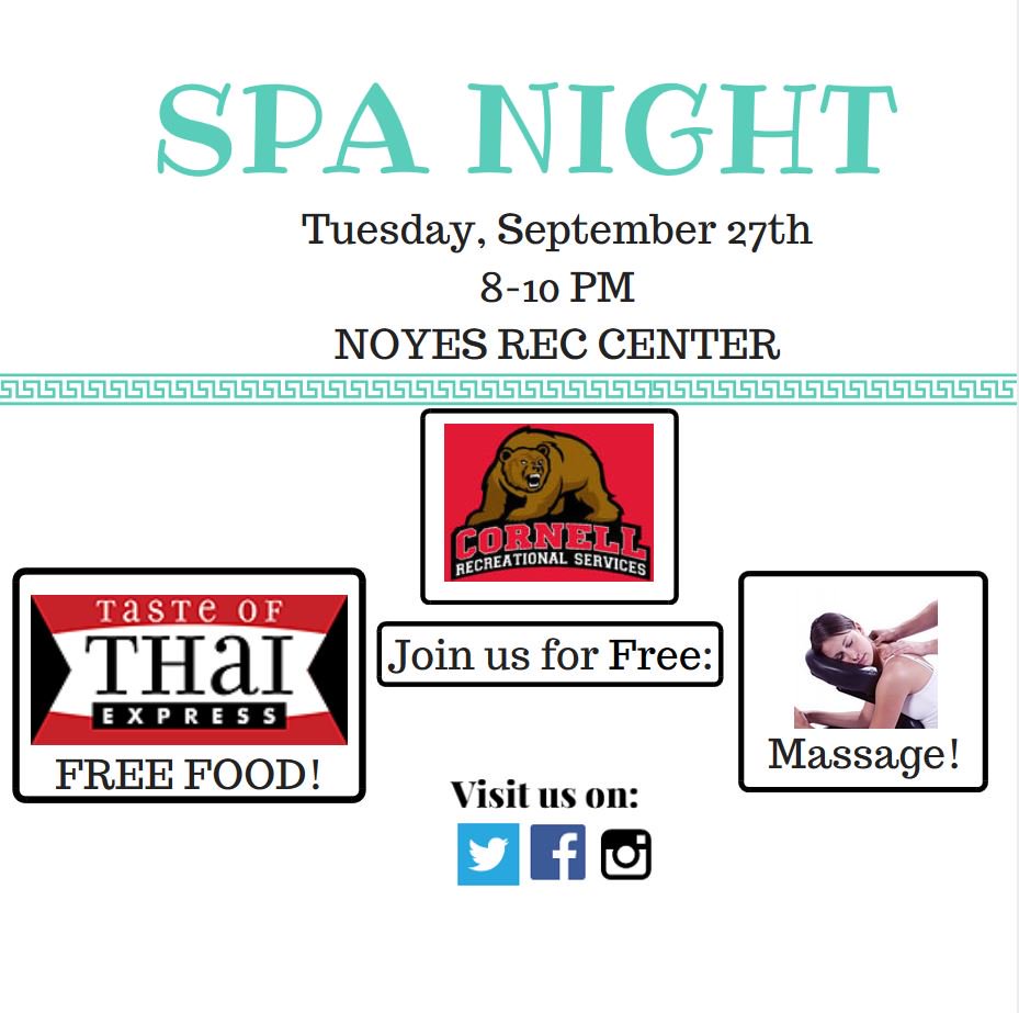 NoyesRecCenter's tweet photo. Join us for the 2nd Spa Night of the semester this Tuesday https://t.co/hQVqW2FXCY