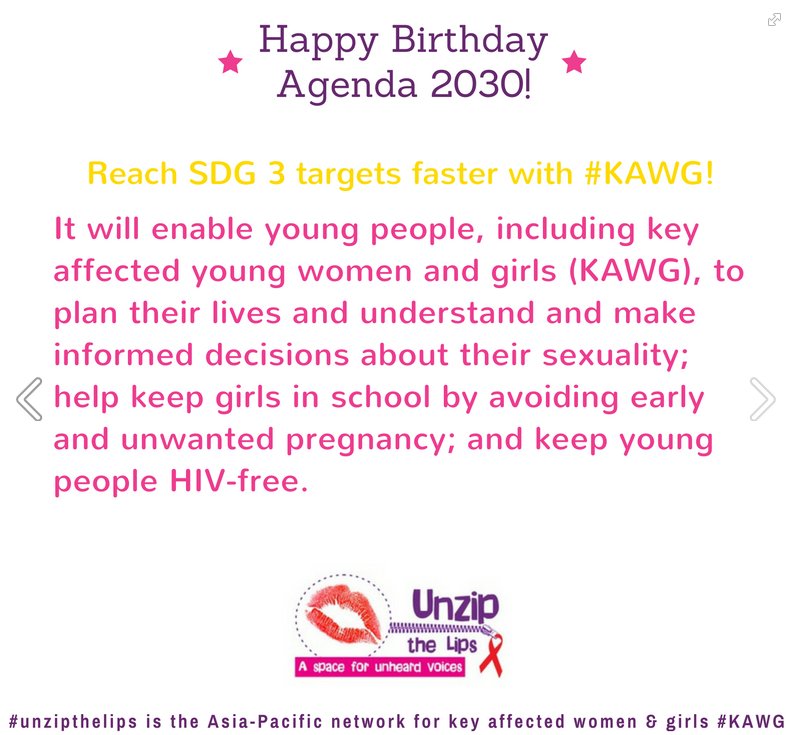 UNAIDS_AP's tweet photo. Reach #SDG3 targets faster with key affected young #women and #girls! #unzipthelips #kawg https://t.co/lJjFbV1NJU