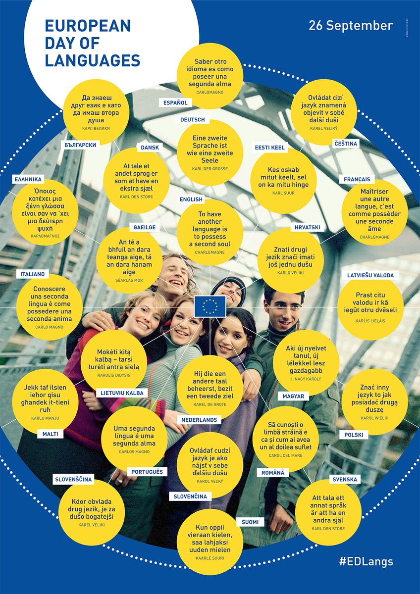 To have another language is to possess a second soul. Happy #European Day of Languages #EDLangs2016