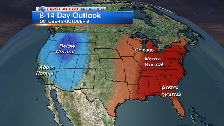 Though it will be much cooler the next several days, it looks like temperatures will rebound for the week of Oct 3.