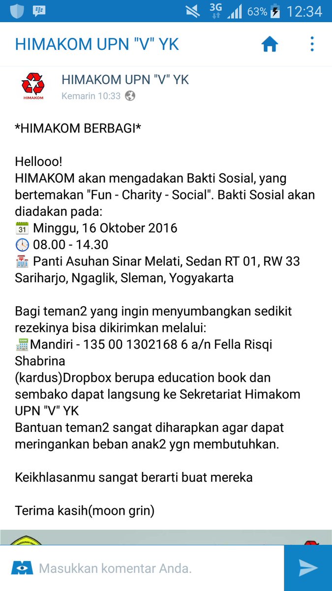 *HIMAKOM BERBAGI* <a href="/Komunikasiupnyk/">Ilmu Komunikasi</a> <a href="/CrastFM/">Radio CRAST FM</a> @fotkom401 <a href="/avikomupnvyk/">AVIKOM UPN Veteran Yogyakarta</a>