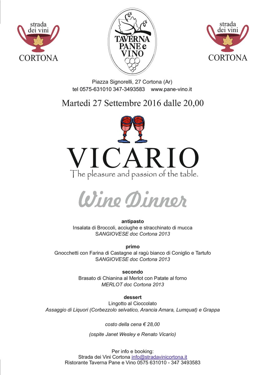 vinicortona's tweet photo. #cortonanelbicchiere vi aspetta domani sera per la penultima data della kermesse!!!
Cosa aspettate?... prenotate il vostro posto a tavola! https://t.co/mktJr8GuJ7