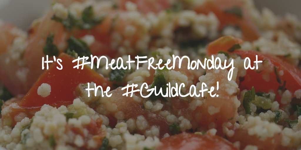 wguild's tweet photo. Delicious caponata, herby couscous, spinach and courgettes then caramel apple cream slice for lunch at #GuildCafe today! #MeatFreeMonday https://t.co/vW1NM0Tjk5