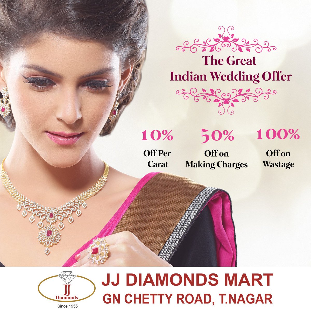 JJDiamonds1955's tweet photo. The Great Indian Wedding offer is on. Diamonds for the new Indian bride ready to make her legacy matter forever! #wedding #brides #offer https://t.co/3HSfUh63D8