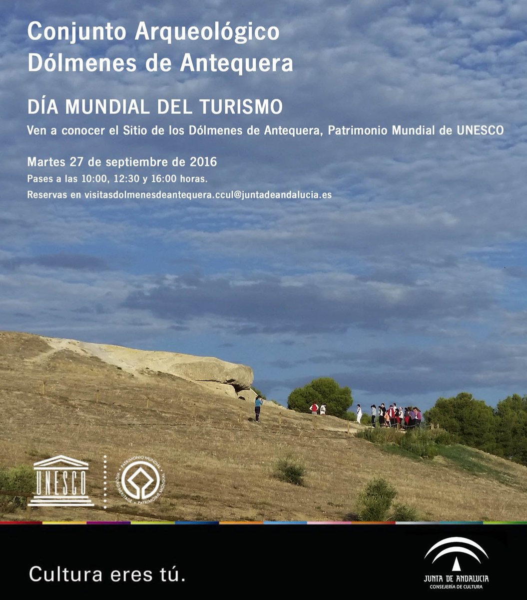 CA_DOLMENESATQ's tweet photo. Mañana celebra en el #SitiodelosDólmenesdeAntequera #AntequeraDolmensSite #Patrimoniomundial #WorldHeritage  el #DíaMundialTurismo https://t.co/7rvlQk4gIY