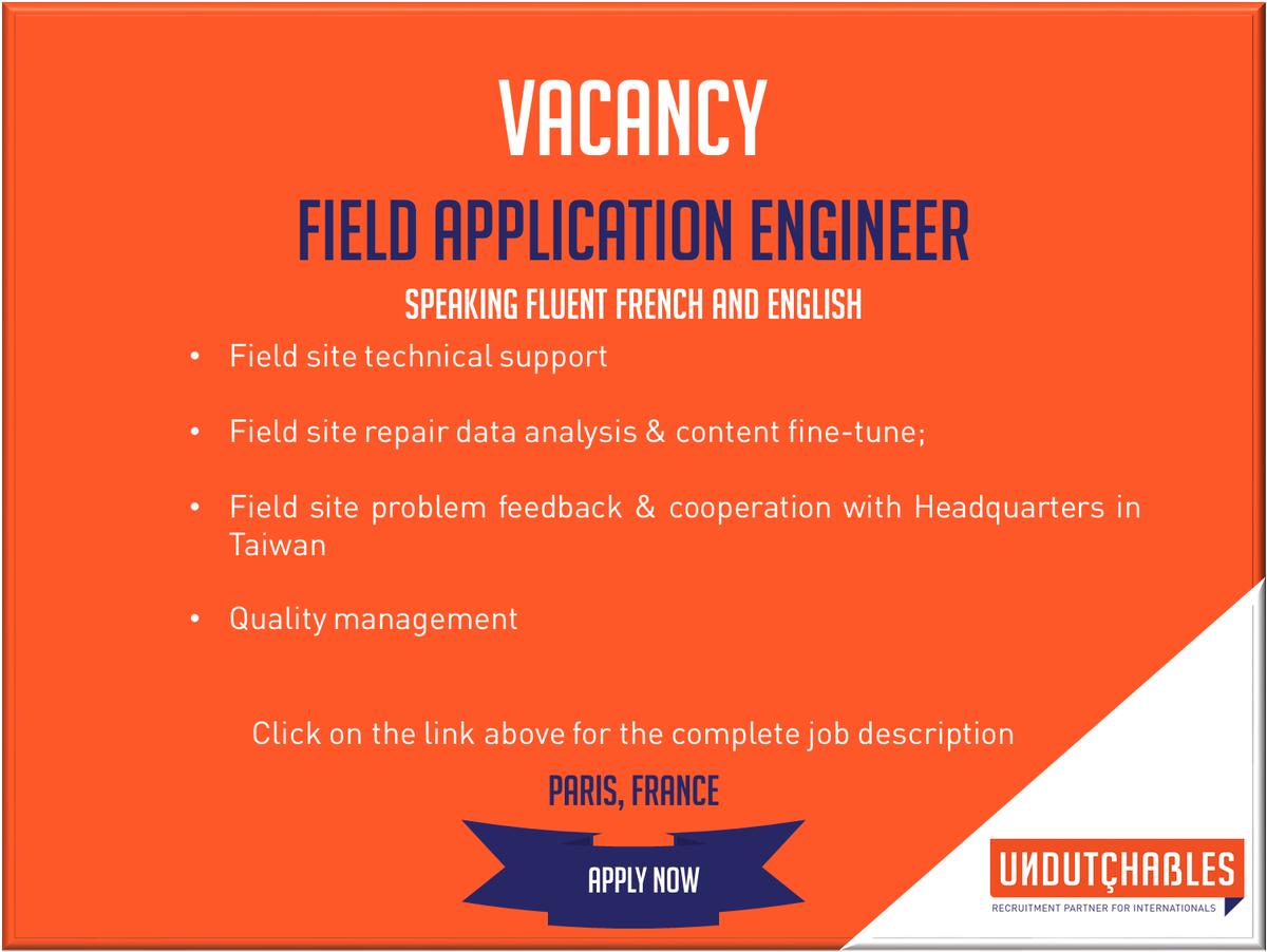 #Undutchables #Job #Offredemploi #FieldApplicationEngineer #Paris #FrenchandEnglishspeaking #Postulez ow.ly/5bxY304xFcL