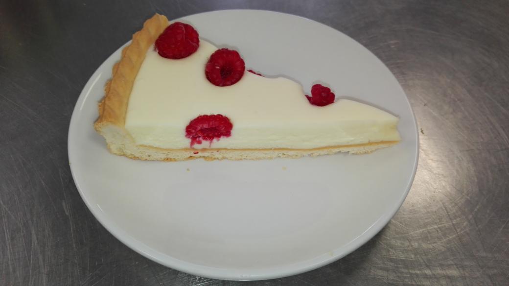 Lovely white chocolate &amp; raspberry tart is on the lunch menu today.Come try it!