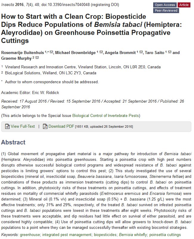 Insects_MDPI's tweet photo. #Biopesticide Dips Reduce Populations of #Bemisia #tabaci on #Greenhouse Poinsettia Propagative Cuttings https://t.co/B23zk3ruCm https://t.co/YSmotCJw1l