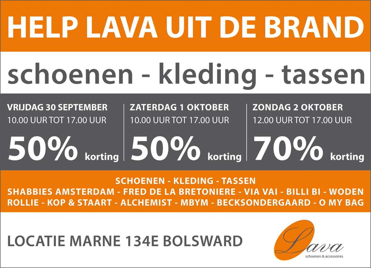 HELP LAVA UIT DE BRAND ! #SALE #supersale #Shabbies #viavai #schoenen #kleding #tassen #accessoires #LAVA #Bolsward dit bericht graag delen