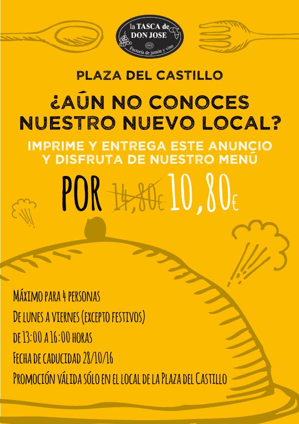 tascadonjose's tweet photo. Hoy empieza nuestra SUPER OFERTA: Menú 10.80€ en La Tasca de Don José de la Plaza del Castillo. Anímate a probarlo! https://t.co/Fb4m3CtvGy