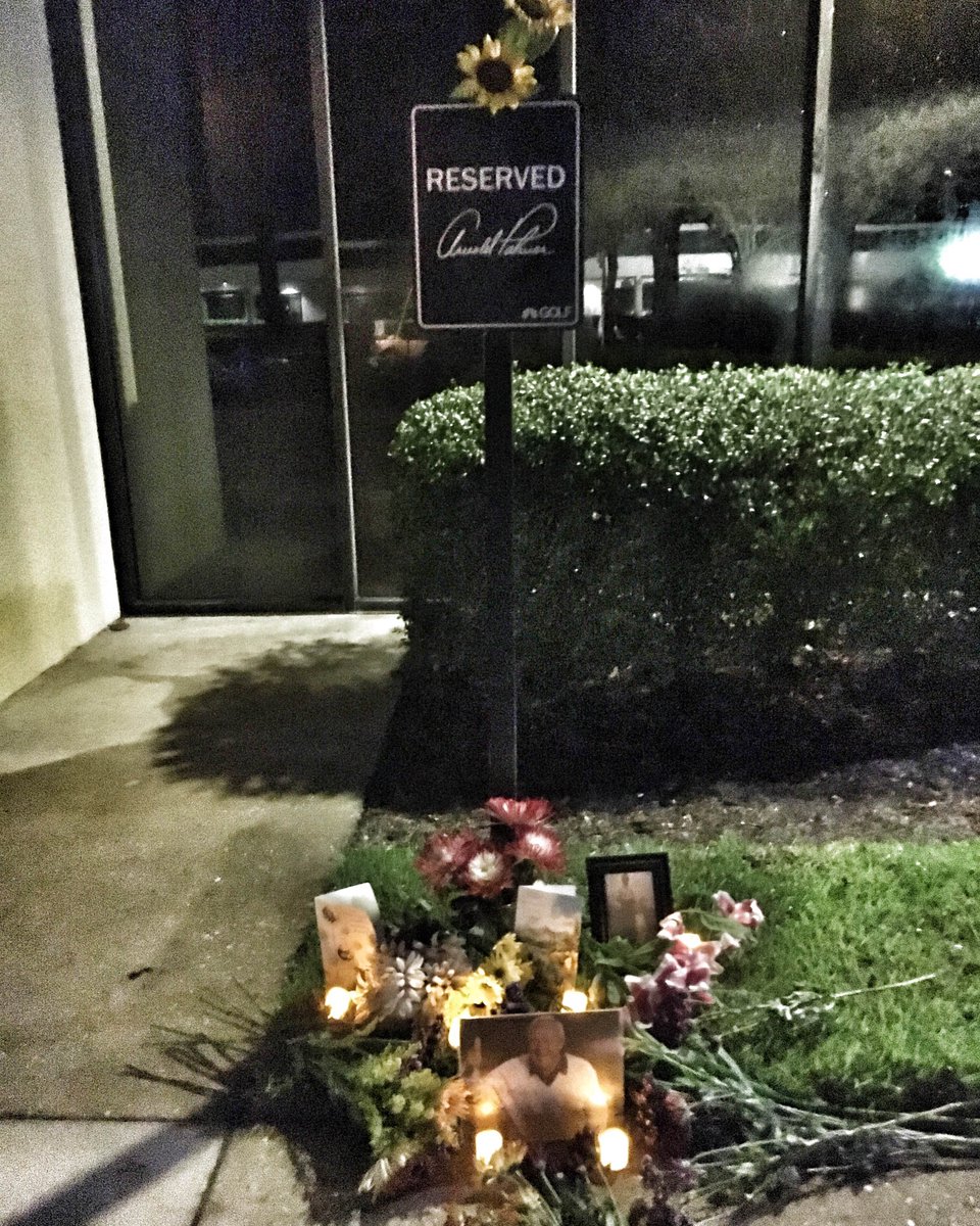 Mr. Palmer’s parking spot at Golf Channel this morning. #ArniesArmy