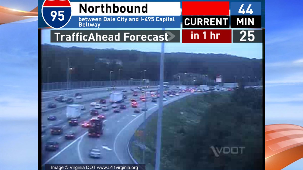 Nb 95 another crash @ Lorton on the shoulder A 44 min ride from Dale City In an hour looks to be 25 min VAtraffic