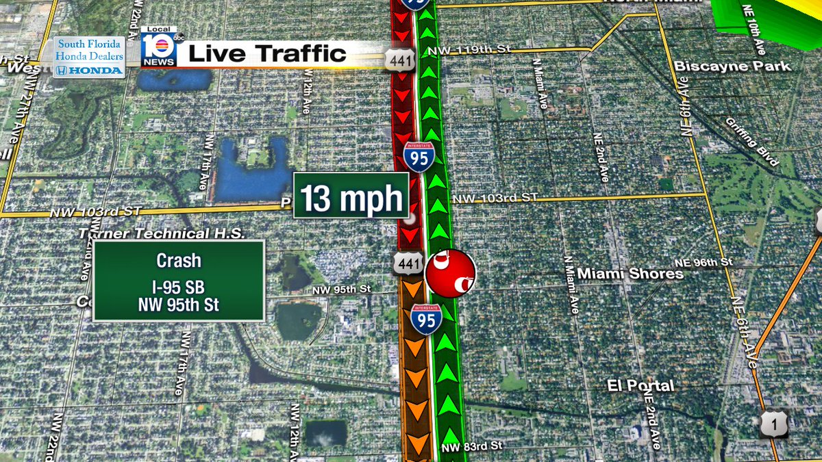 Crash on I-95 SB at NW 95th St #traffic https://t.co/GpA3xn6vaI