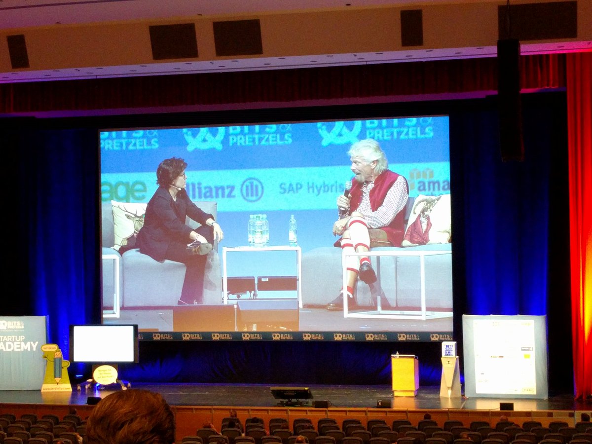 hansamann's tweet photo. Sir @richardbranson interviewed by @karaswisher  at #BitsandPretzels 2016, proudly supported by @saphybris https://t.co/kYs4e9gjL6