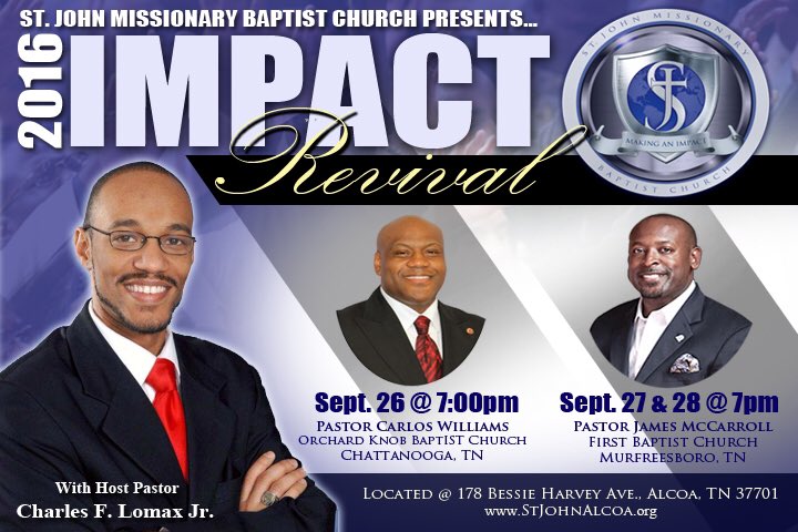 stjohnalcoa's tweet photo. It goes down tonight!!! Worship starts at 7:00pm. Bring a friend and meet us there! #Revival #SJMBC #MakingAnImpact https://t.co/hcyXPgnsmZ