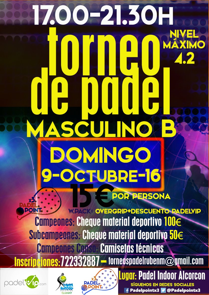 padelpointx3's tweet photo. domingo #9deoctubre #torneopadelpointx3 @padelvip @Indooralcorcon https://t.co/PZo3MOTMud