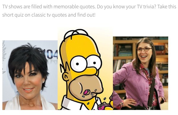 Starsquiz_'s tweet photo. Classic TV quotes quiz pt1: https://t.co/DOdfBnlk9a #HomerSimpson #KrisJenner #BigBangTheory #hollywood #entertainment #quote #music #iphone https://t.co/yWi1FJIQBh
