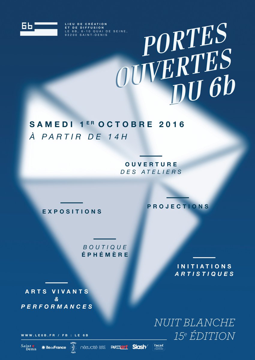 Le6b (@le6_b) on Twitter photo #PORTESOUVERTES
Ce samedi lors de <a href="/NBParis/">Nuit Blanche Paris</a> 2016 !
#expo #theatre #projections #visites #concerts #danse #PORTESOUVERTES
Ce samedi lors de <a href="/NBParis/">Nuit Blanche Paris</a> 2016 !
#expo #theatre #projections #visites #concerts #danse