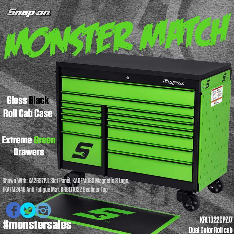 Snapon_Tools's tweet image. Show your Monster side. The Dual Color Roll cab brings a beastly look to your workspace. #MonsterSales #Snapon