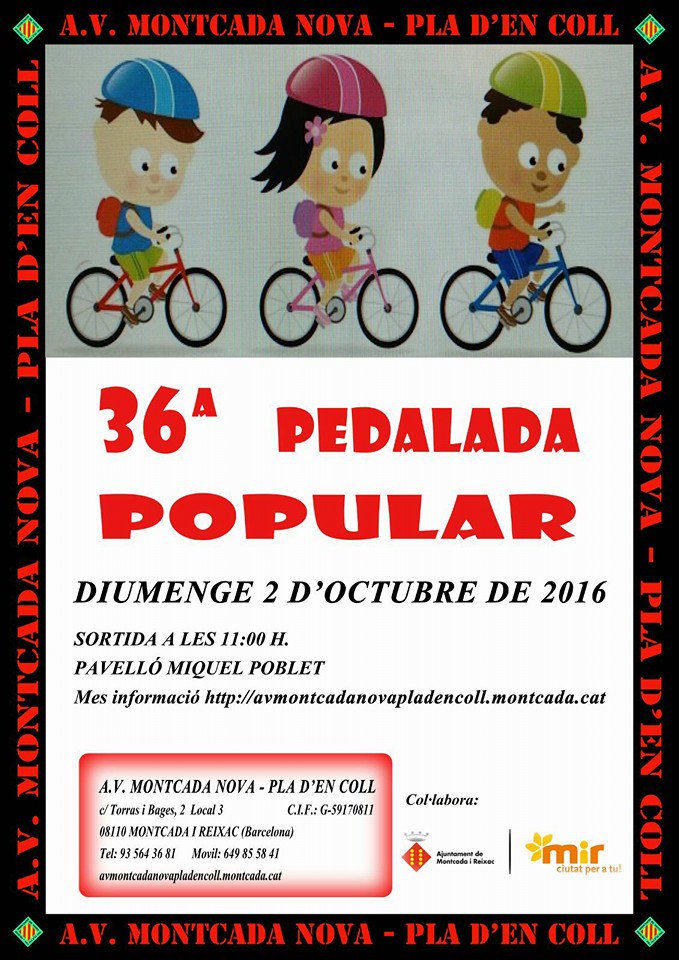 AVNovaColl's tweet photo. Diumenge 2 #octubre #36bicicletadapopular #Montcada #fempoble #entitats #femsalut us esperem davant del pavelló Miquel poblet 10:00 del matí https://t.co/nlk07GF77e